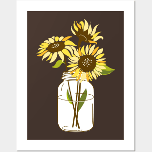 Sunflower in Mason Jar Posters and Art